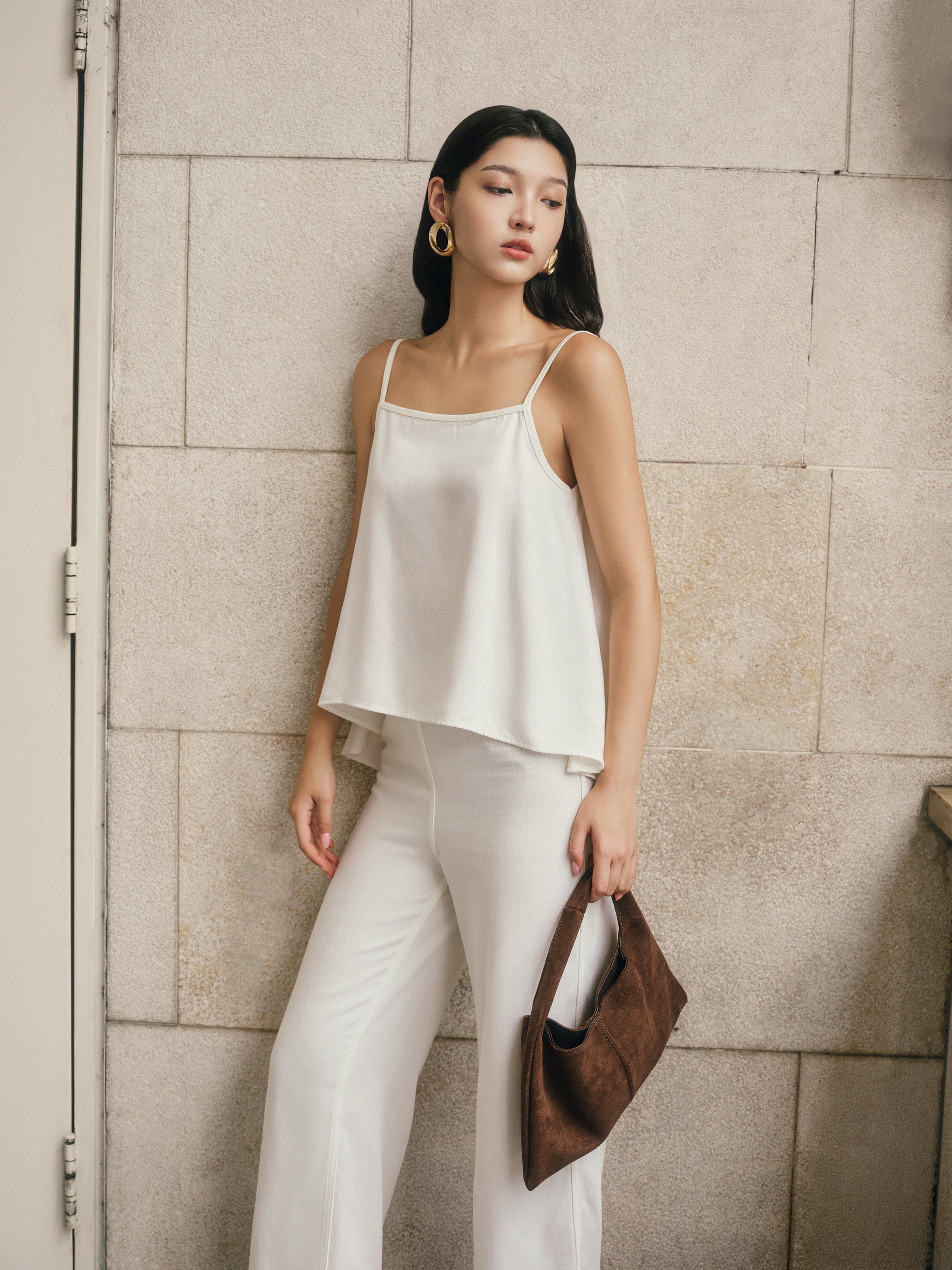 Gentle Denim Camisole Top in White