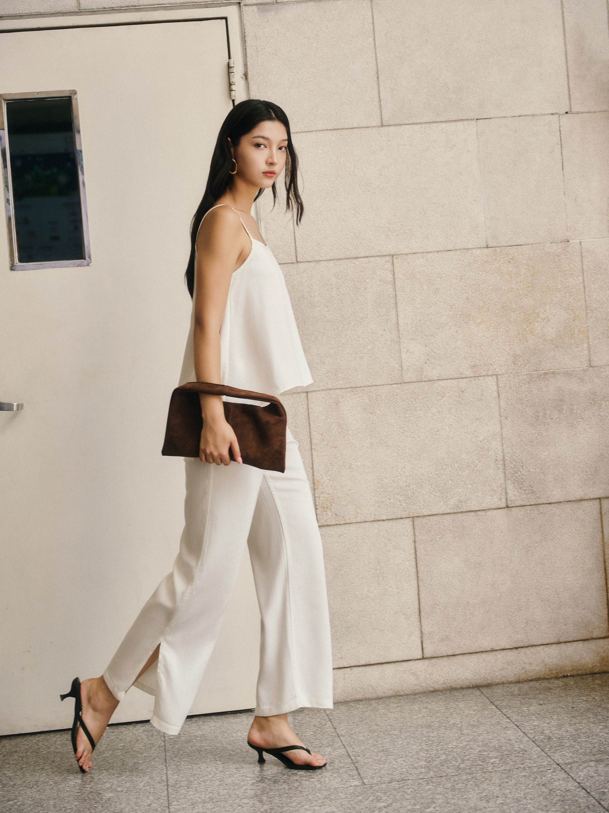 Gentle Denim Camisole Top in White