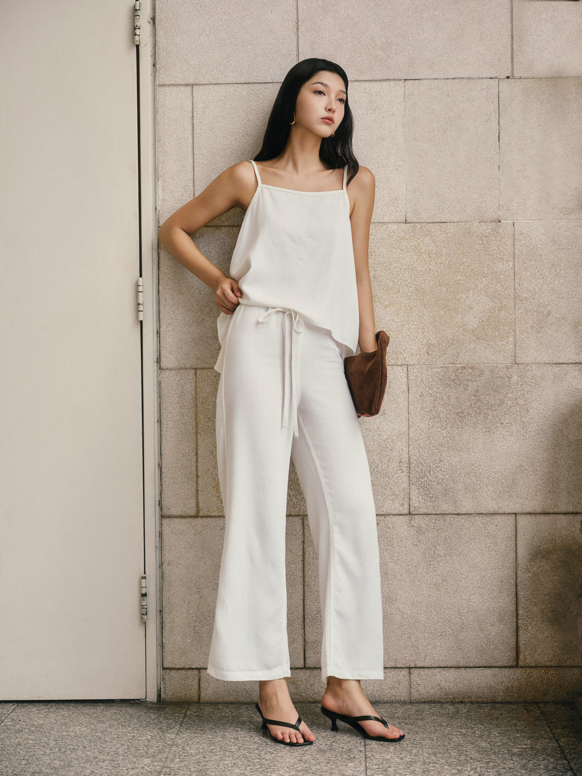 Gentle Denim Effortless Elastic Pants in White