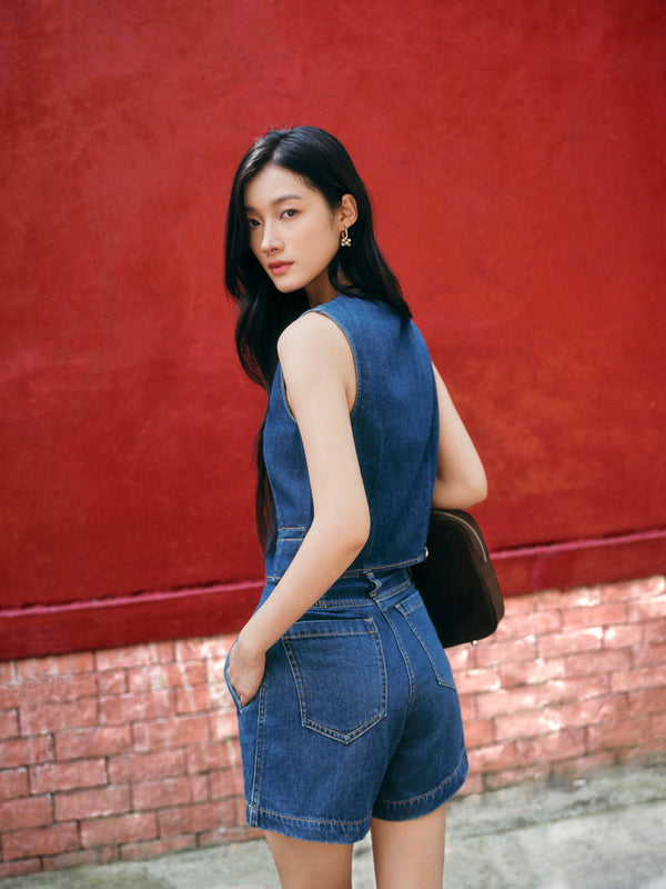 Gentle Denim A-line Shorts