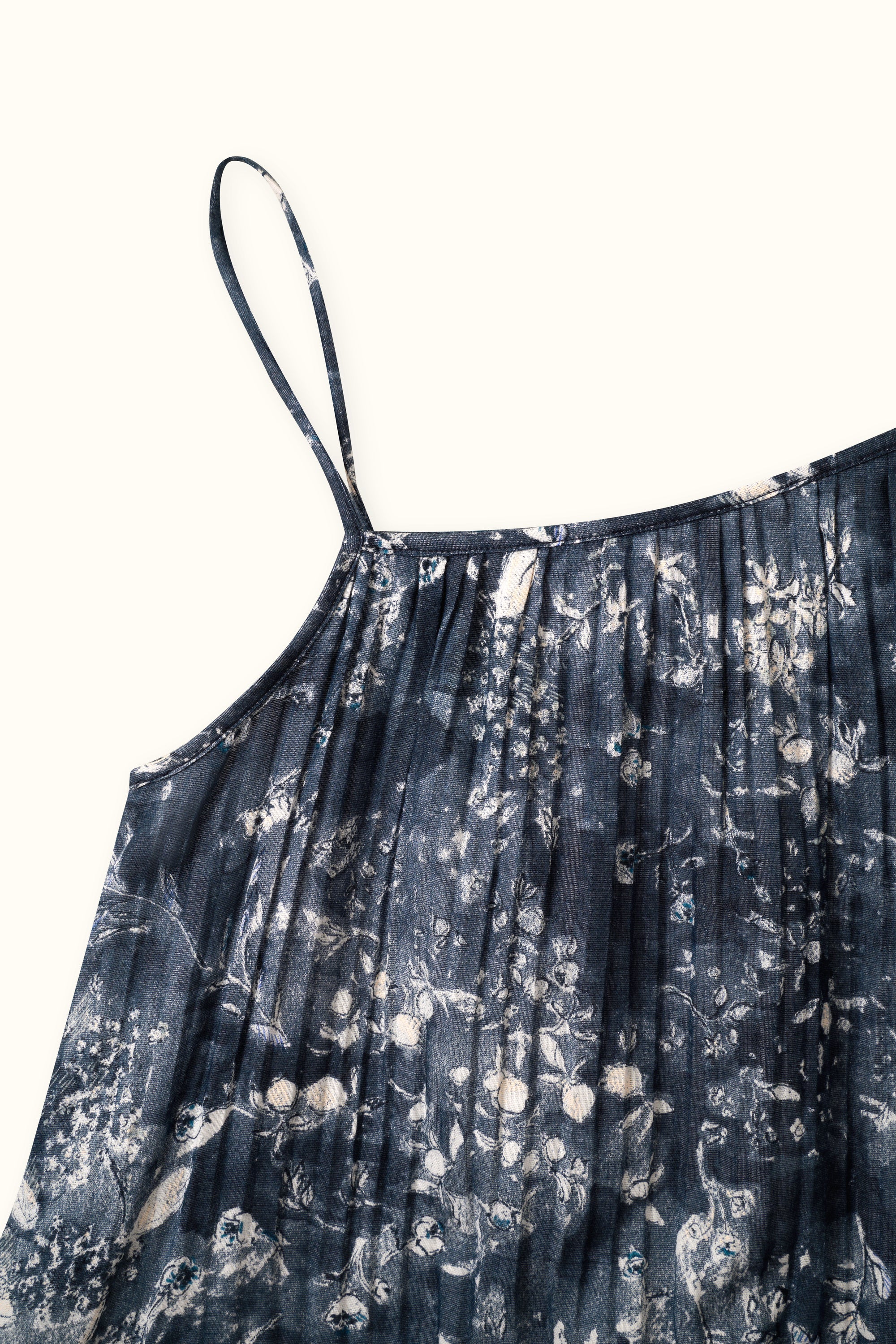 Asymmetric Neckline Artwear Dress in Midnight