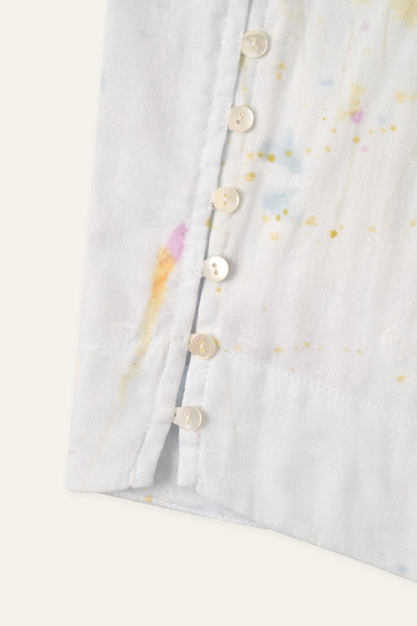 Reversible Neckline Artwear Top in Pale Blue