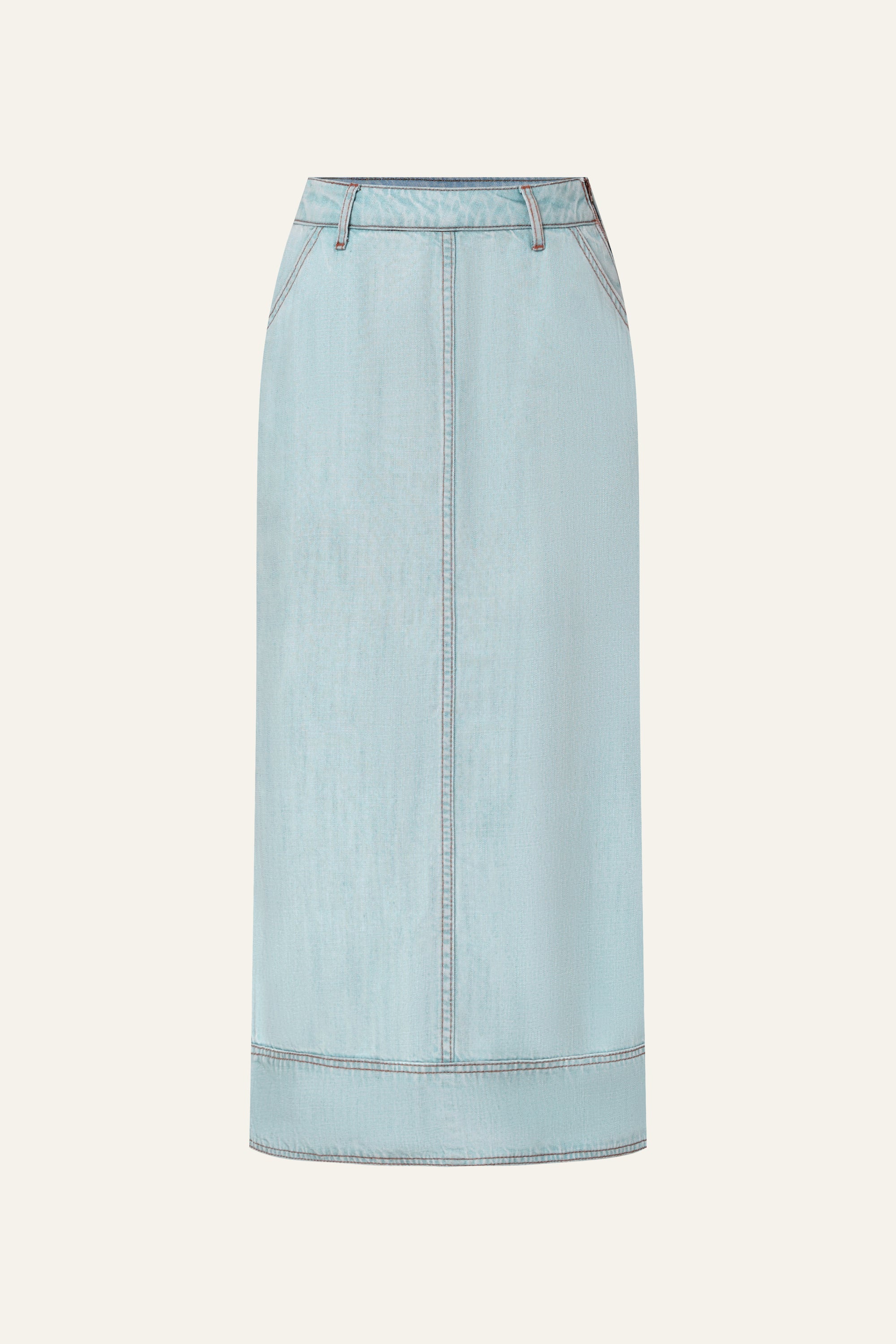 Gentle Denim Column Skirt