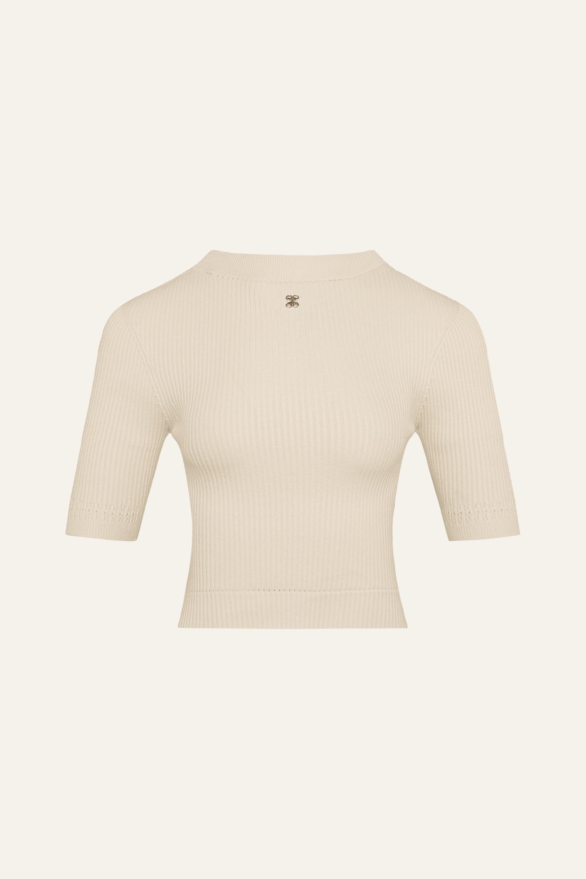 Seamless Knit Sleeved Top in Cream