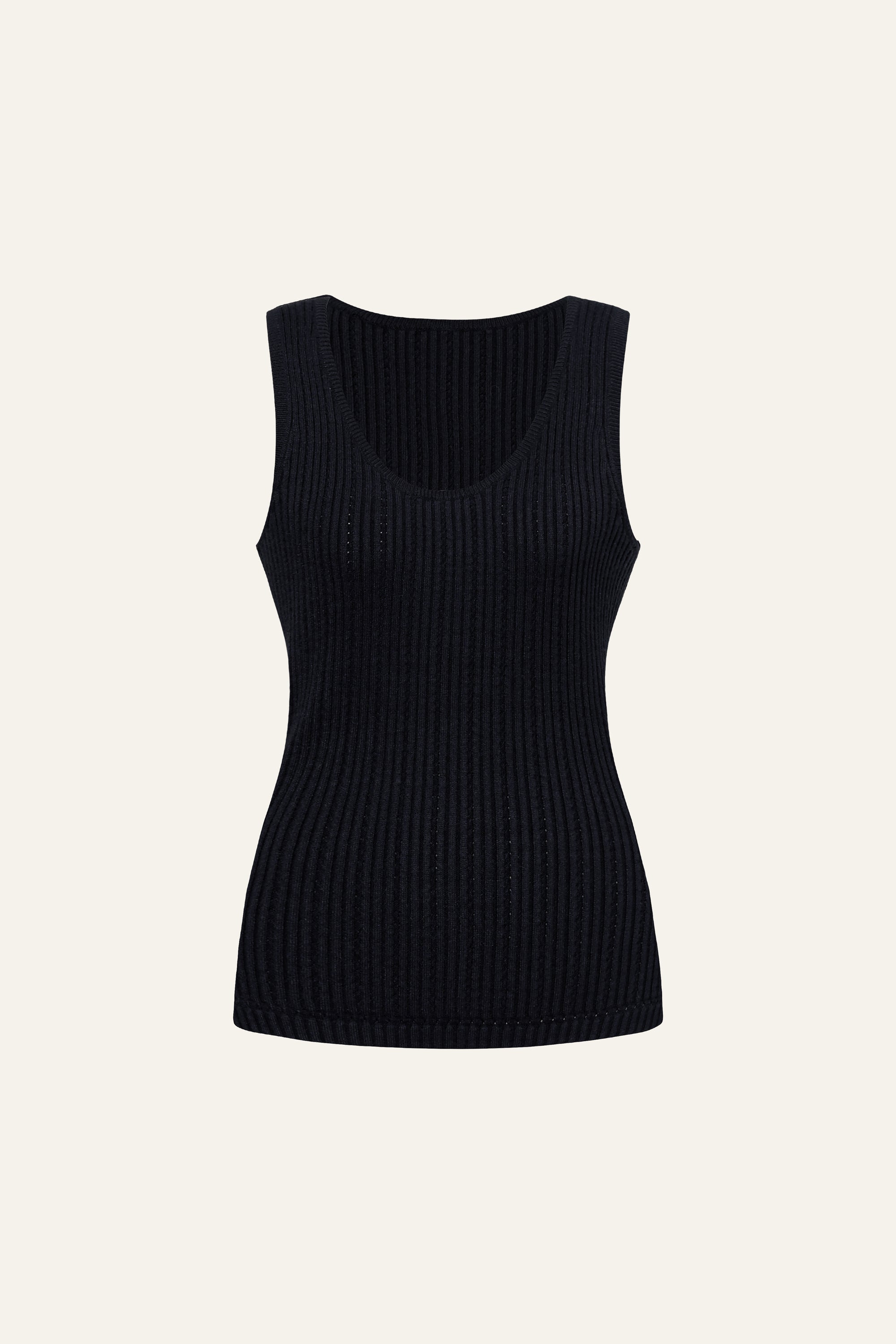 Seamless Knit Reversible Tank Top in Black