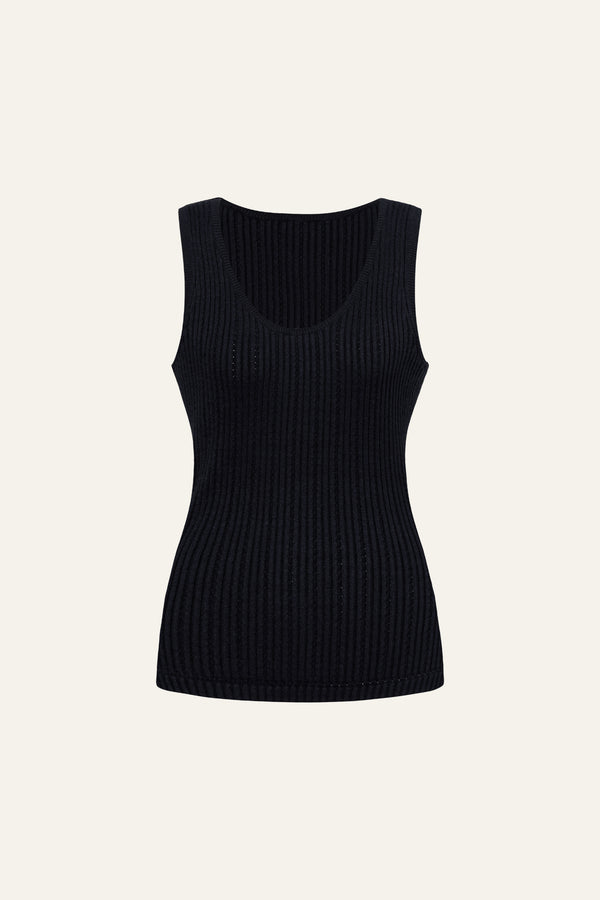 Seamless Knit Reversible Tank Top in Black
