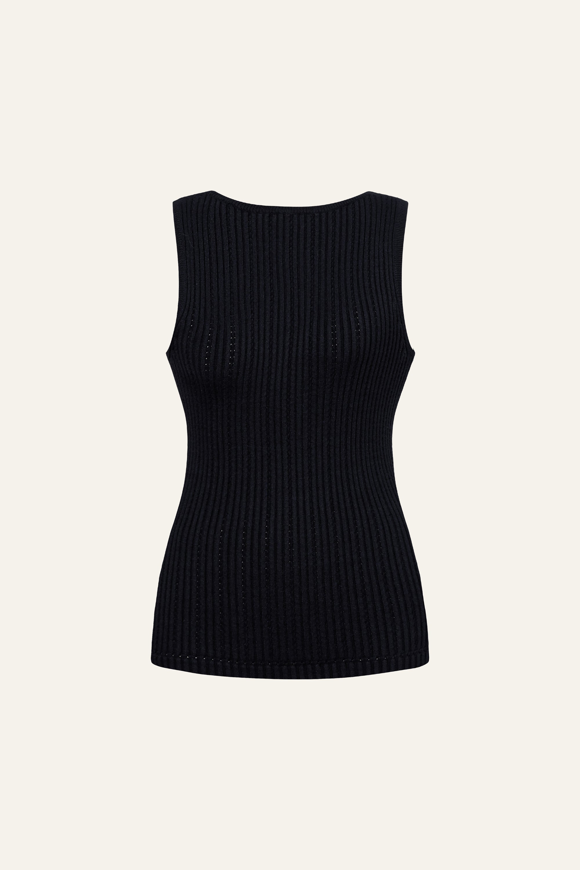 Seamless Knit Reversible Tank Top in Black