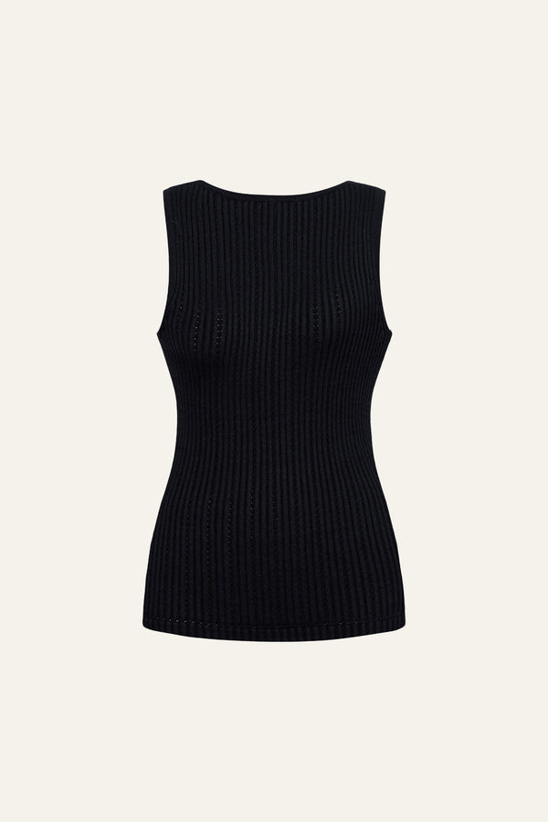 Seamless Knit Reversible Tank Top in Black