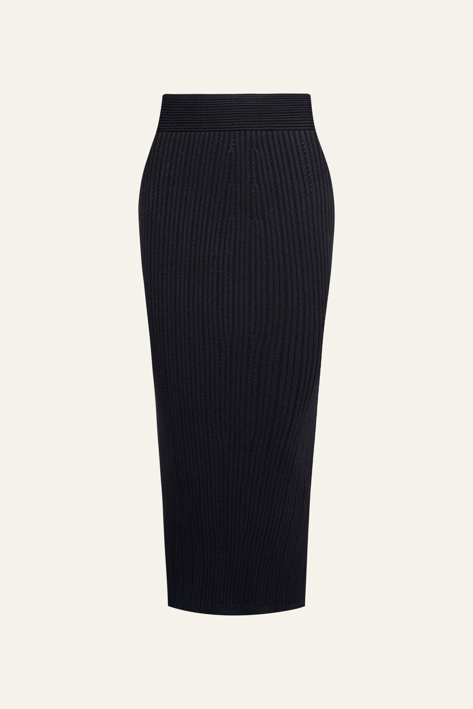 Seamless Knit Column Skirt in Black