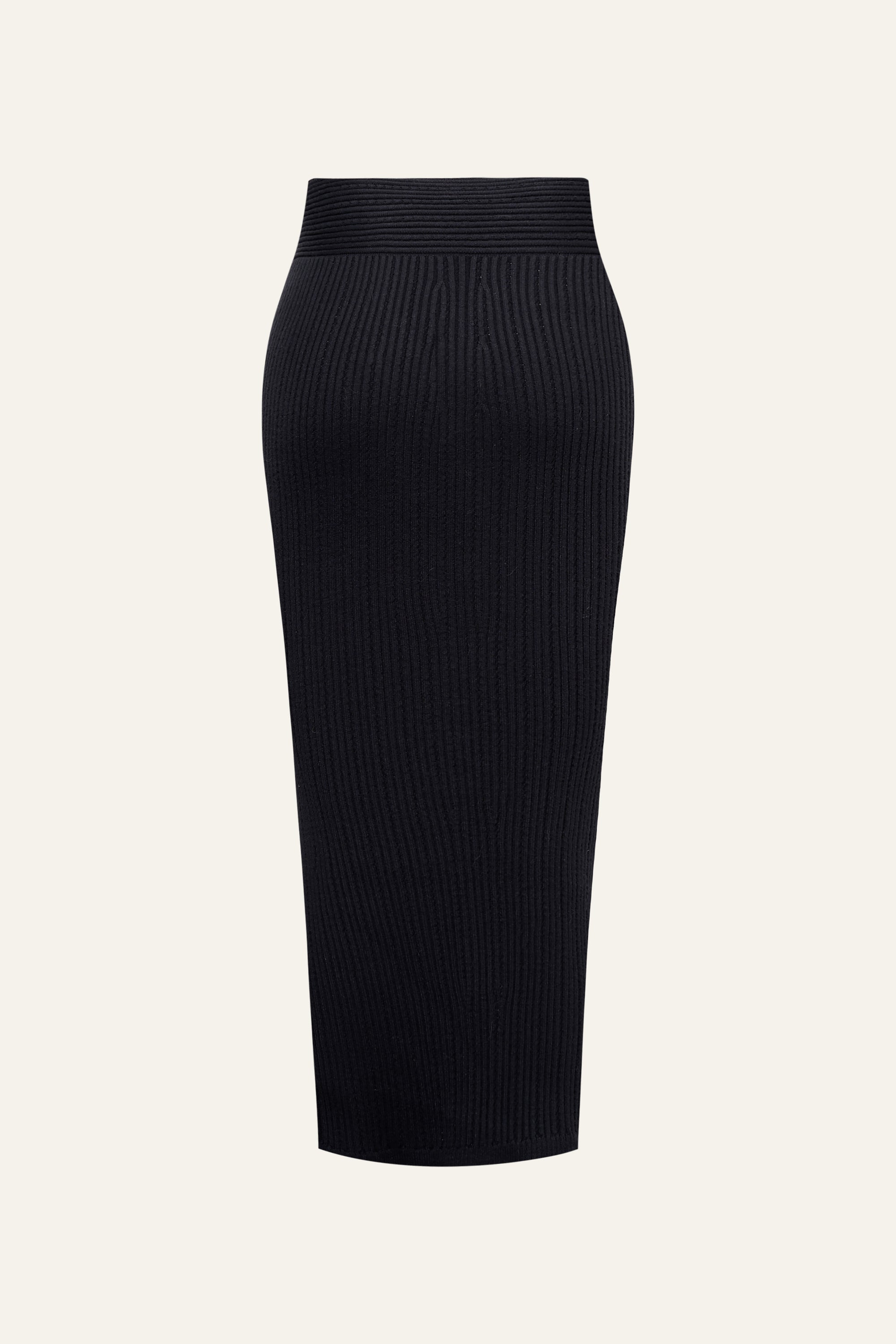Seamless Knit Column Skirt in Black