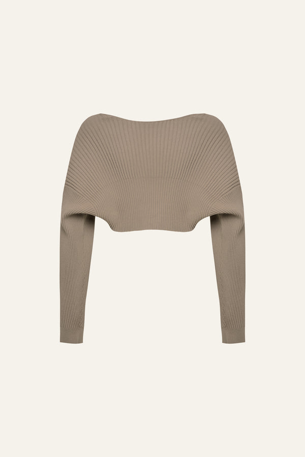Seamless Knit Shrug Cardigan in Latte