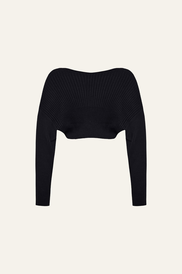 Seamless Knit Shrug Cardigan in Black