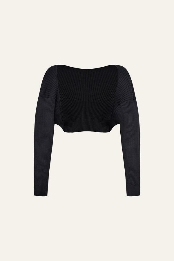 Seamless Knit Shrug Cardigan in Black