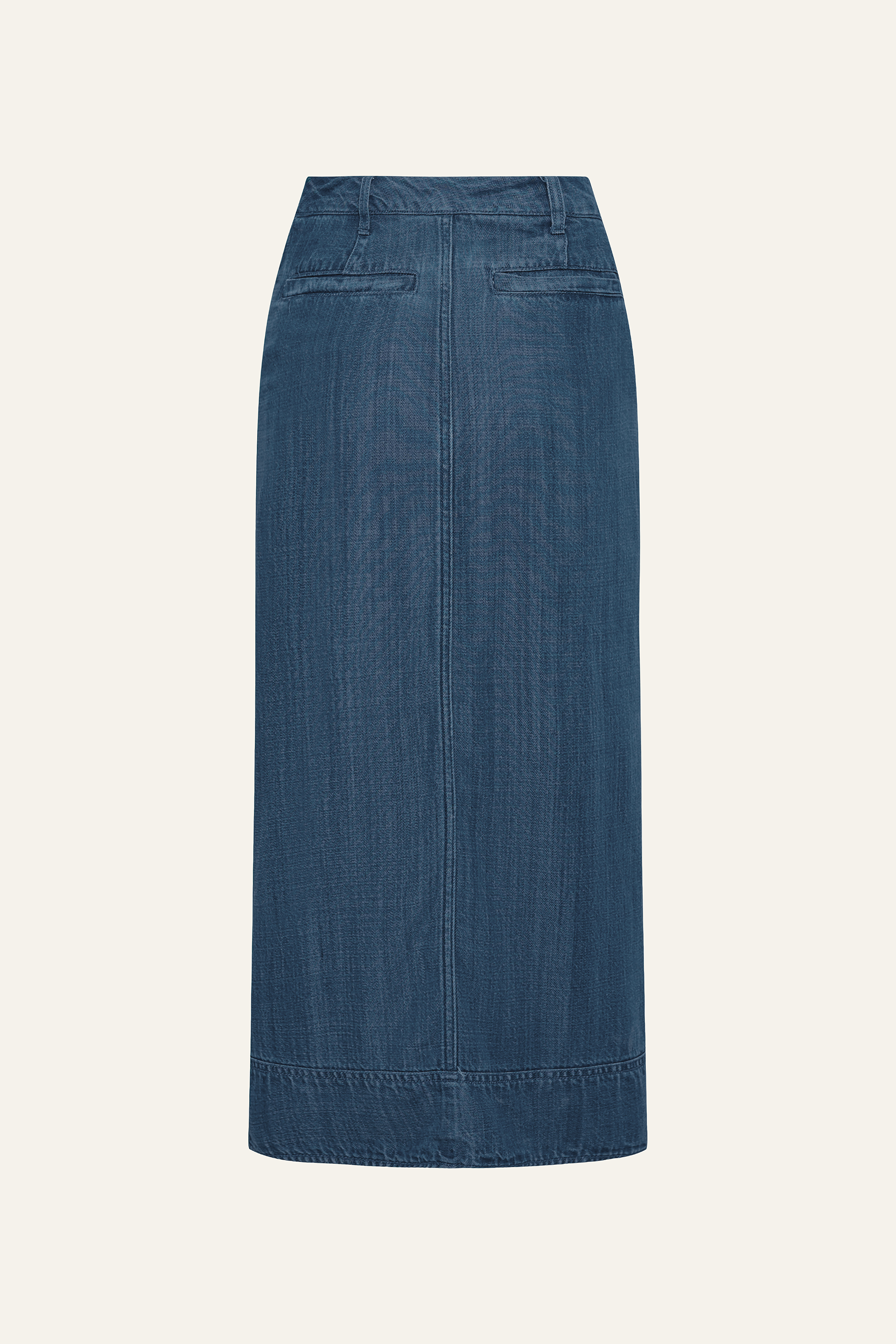 Gentle Denim Column Skirt in Dark Blue