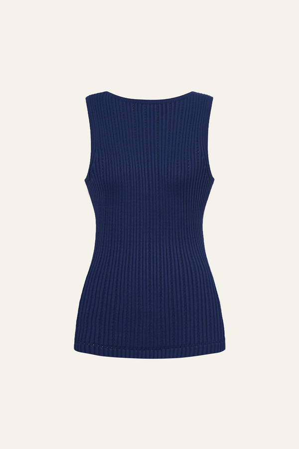 Seamless Knit Reversible Tank Top in Navy