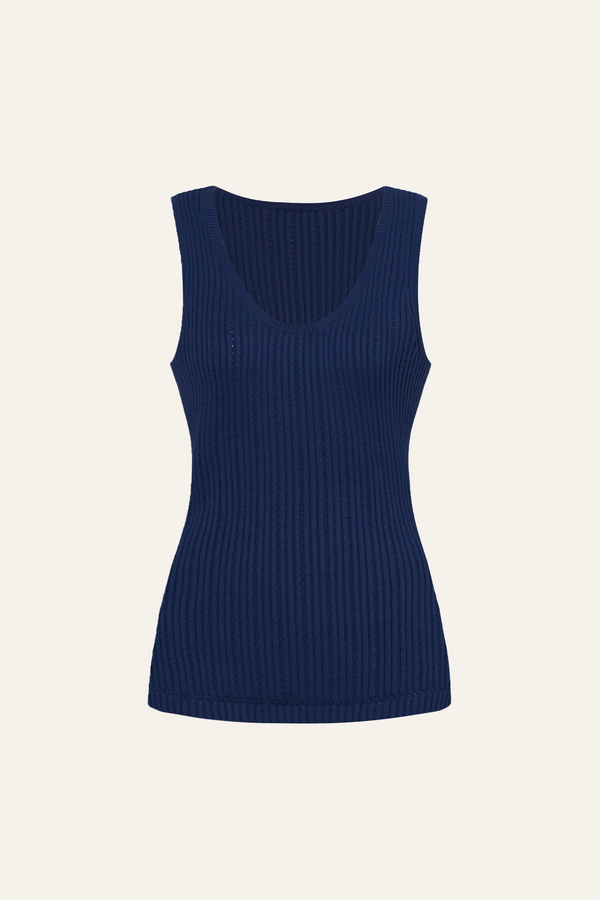 Seamless Knit Reversible Tank Top in Navy